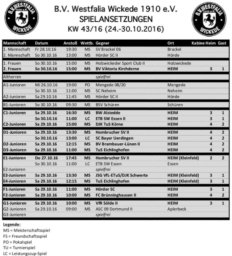 Spielankündigungen KW 43/2016