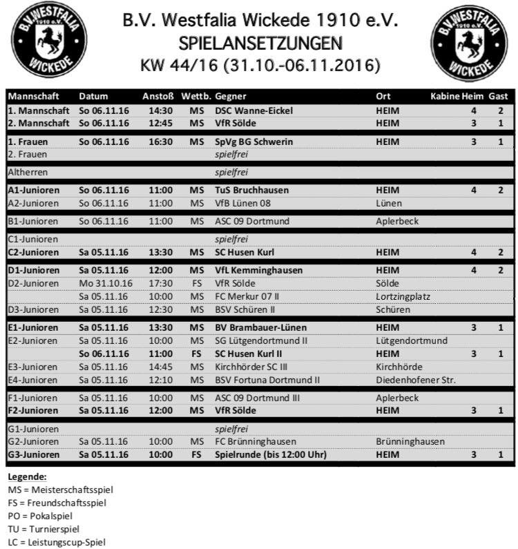 Spielankündigungen KW 44/2016