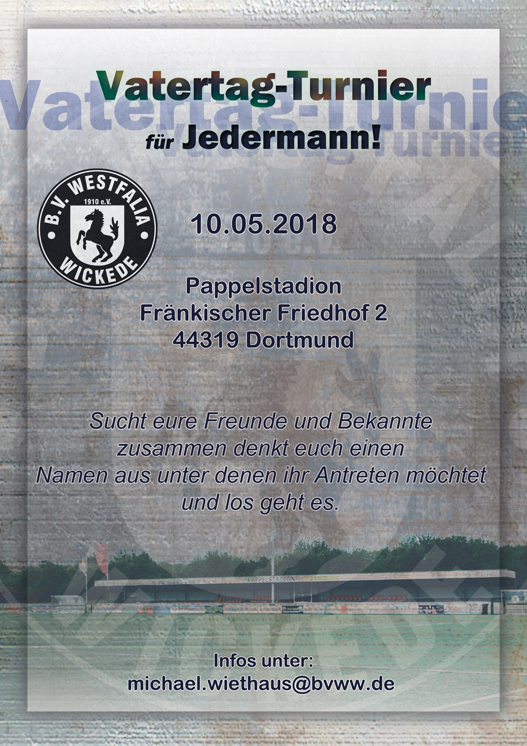 Am 10. Mai – Vatertagsturnier für JEDERMANN!