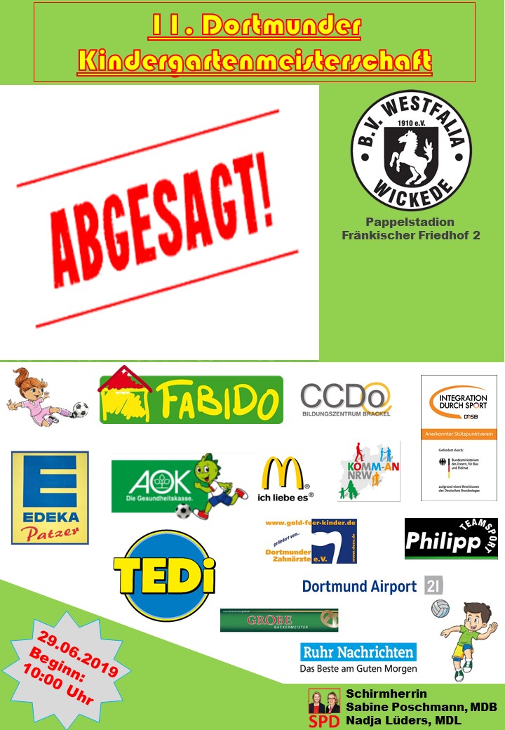 11. Dortmunder Kindergartenmeisterschaft am 29.06.19 wird verlegt!