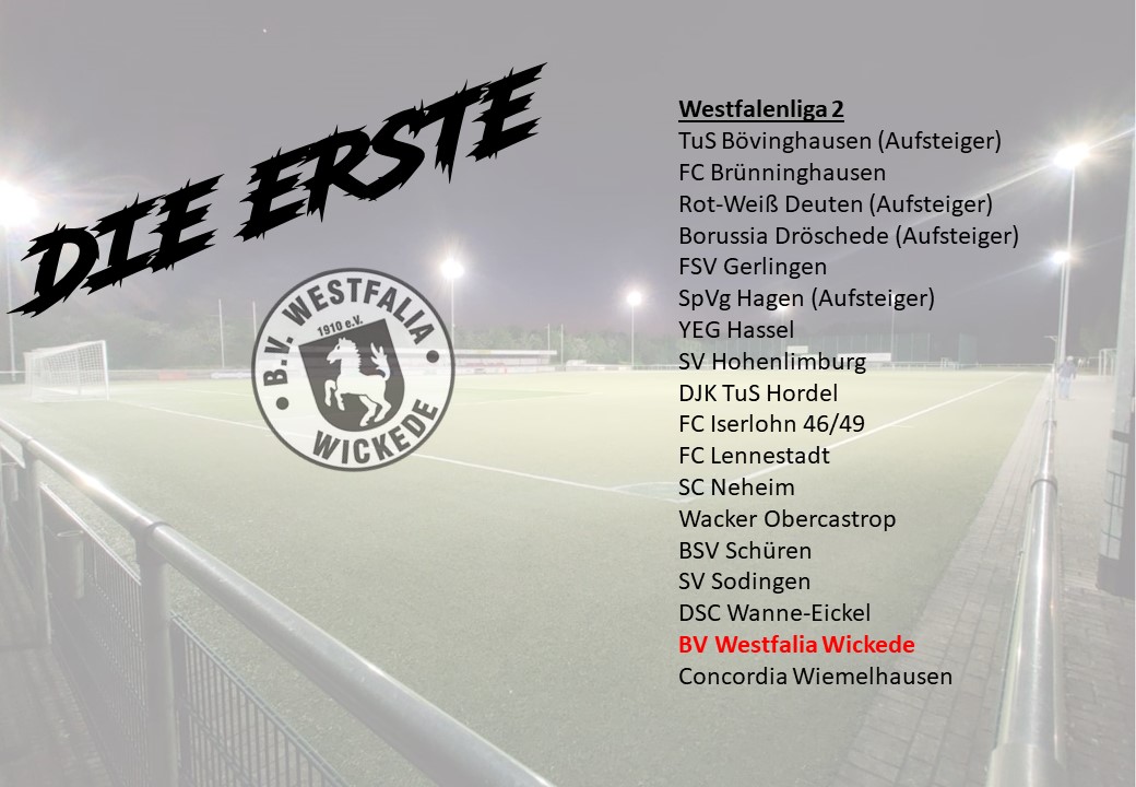 Die „Erste“ – Staffeleinteilung für die  Westfalenliga 2 ist jetzt da