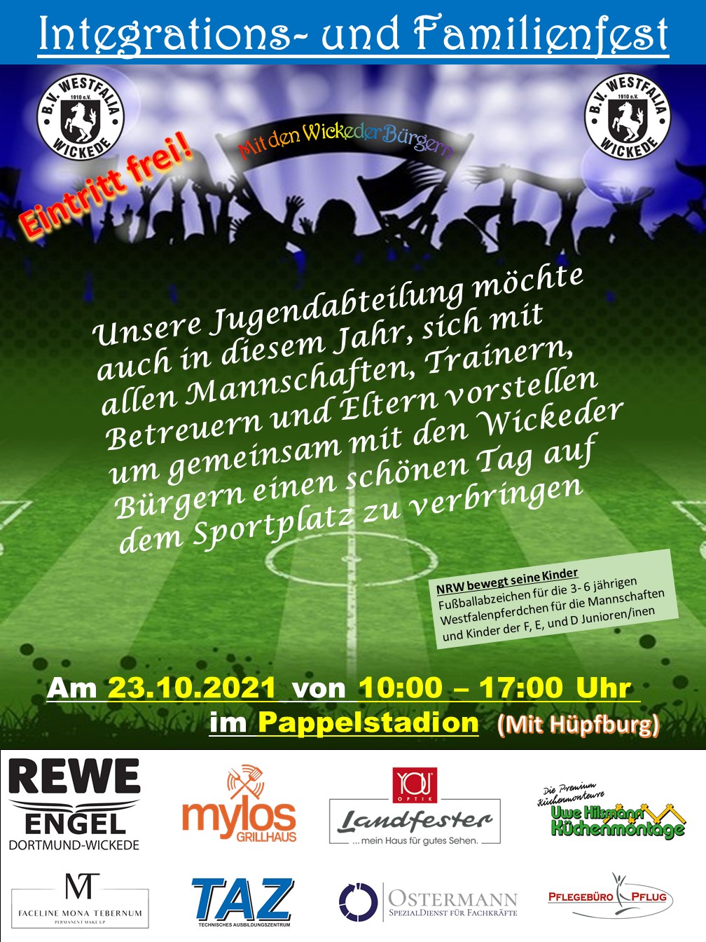 Integrations- und Familienfest am 23.10.21 ab 10:00 Uhr im Pappelstadion